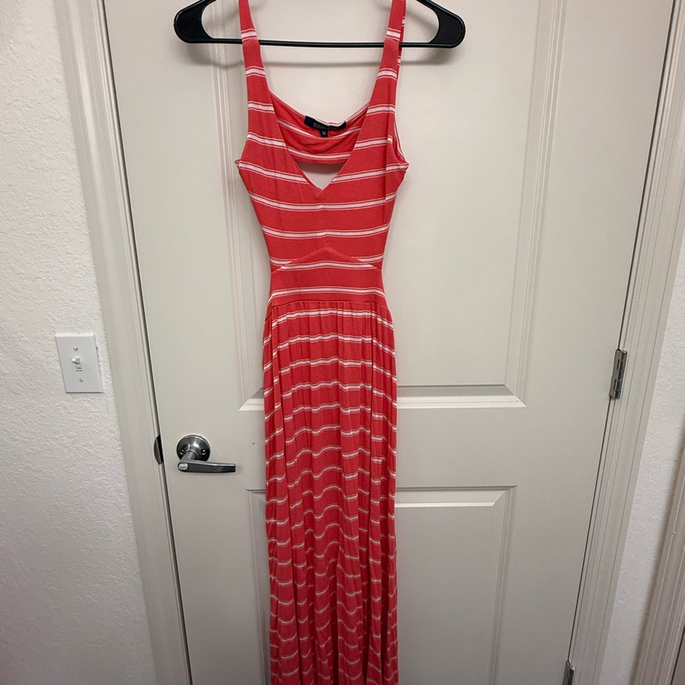 Ocean Drive Pink and White Sleeveless Maxi Sundress